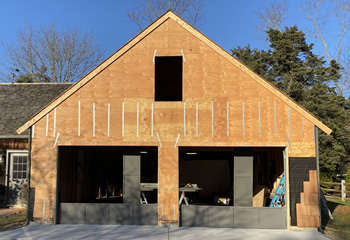 Two Bay Residential Garage Door, Home Renovation, During Installation